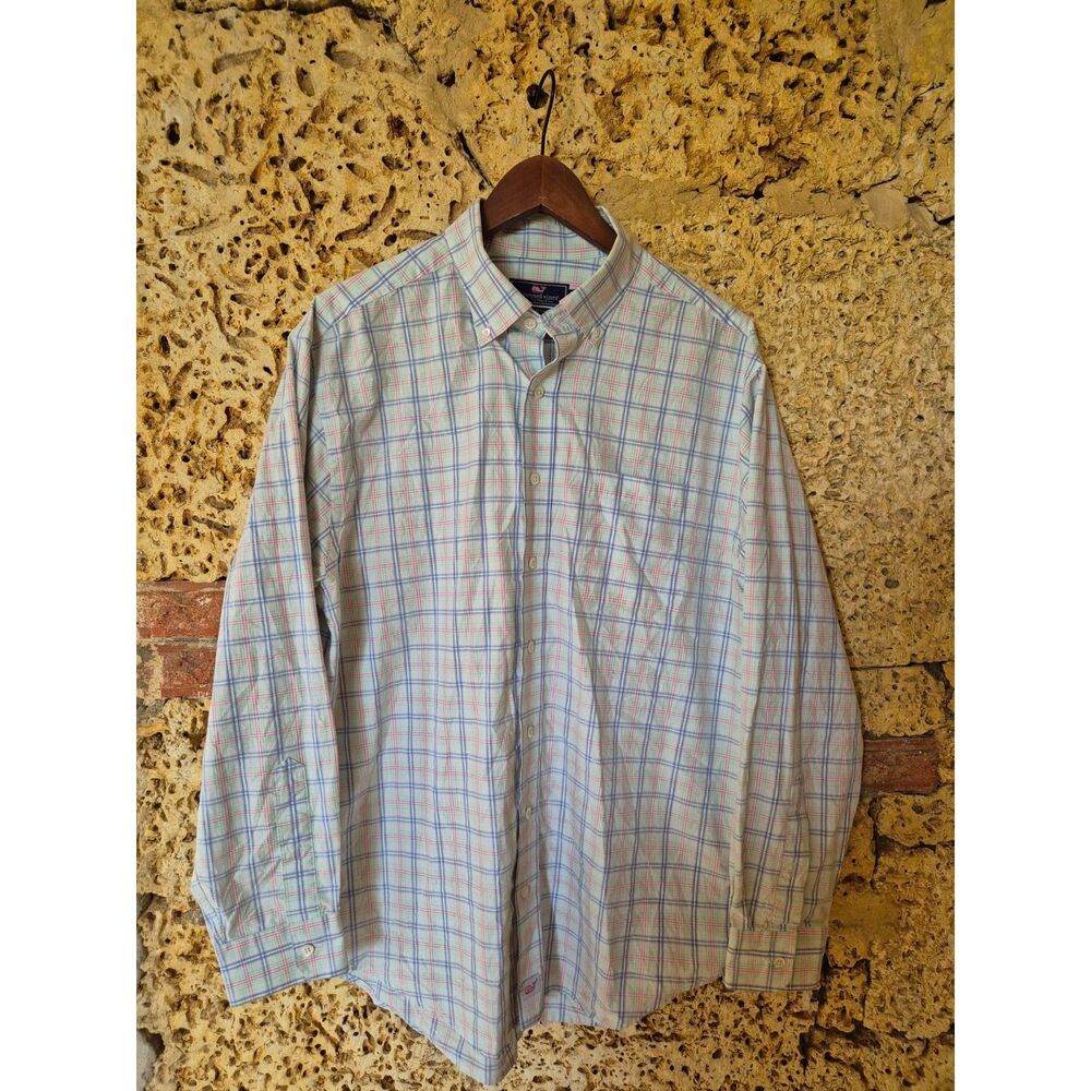 Vineyard Vines Murray Shirt Plaid Button Down Cotton Men's Large Preppy